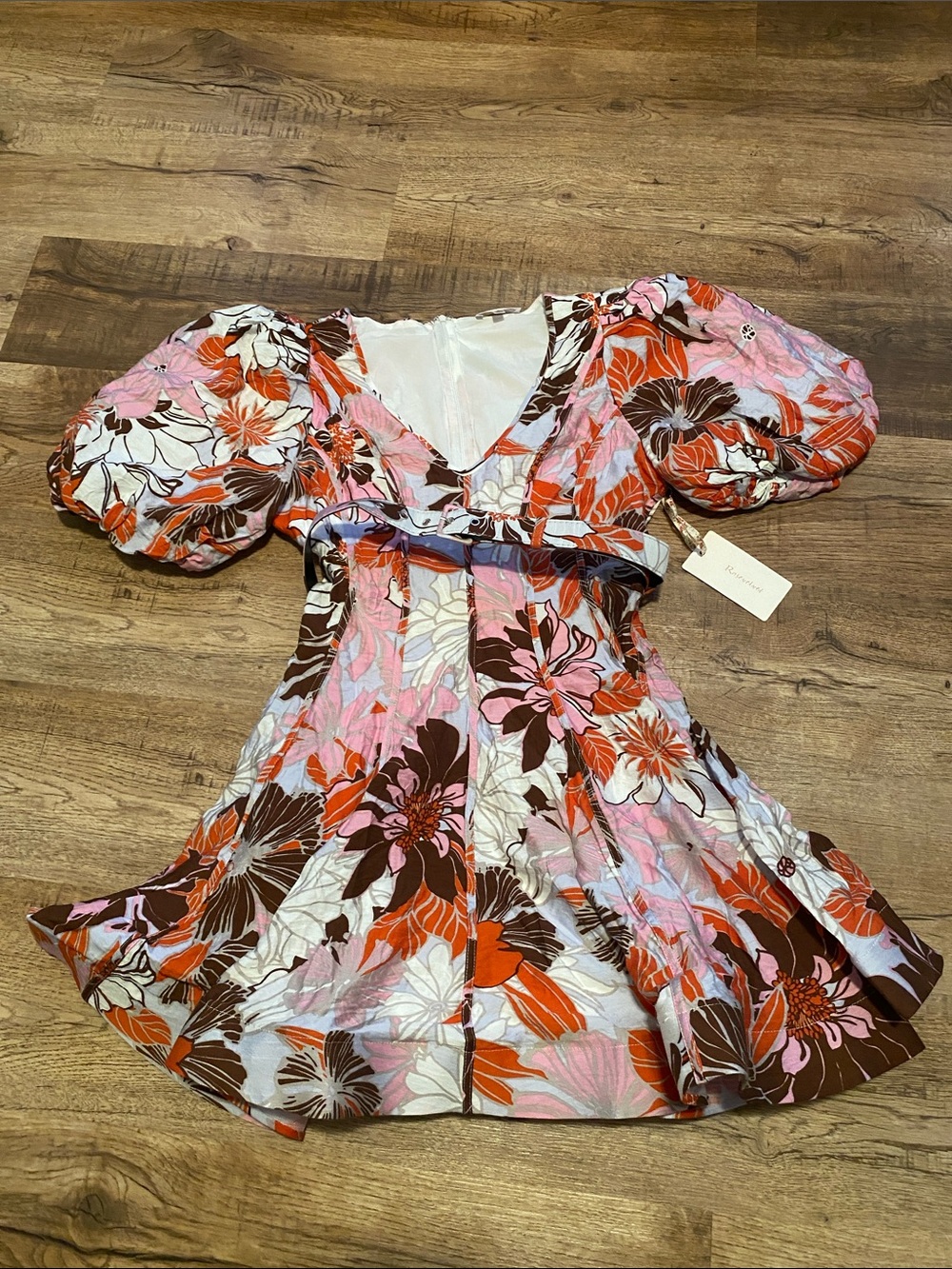 Rosevelvet Boutique Puff Sleeve Floral Mini Dress - Picture 3 of 4